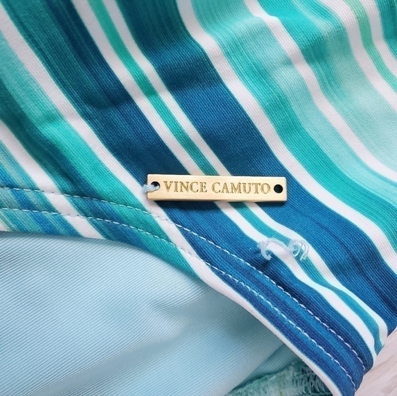 Vince Camuto azure printed off shoulder ruffled striped swimsuit Sz. 6 NWOT - Picture 6 of 6